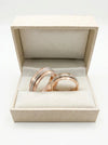 Two-tone wedding rings, rose gold with double white gold line, 5 mm