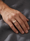 Two-tone wedding rings with graphic pattern, 5 mm