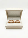 Classic wedding rings, double grooves and 2 zircons, 6 mm