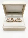 Two-tone wedding rings with graphic pattern, 5 mm