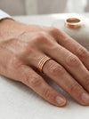Classic wedding rings, double grooves and 2 zircons, 6 mm