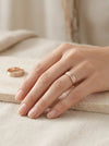 Two-tone wedding rings, rose gold with double white gold line, 5 mm