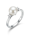 Auksinis žiedas su perlu ir briliantais 0,116 ct, 19 dydis
