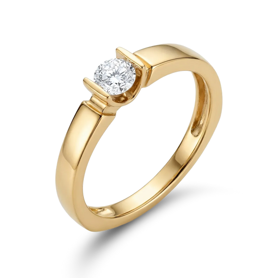 Auksinis žiedas su briliantu 0,13 ct 18,5 dydis