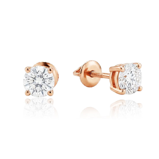 Auksiniai auskarai su 0.61ct apvaliu deimantu