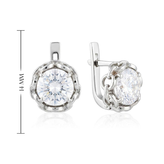 Elegantiški 925 prabos sidabriniai auskarai su cirkoniu