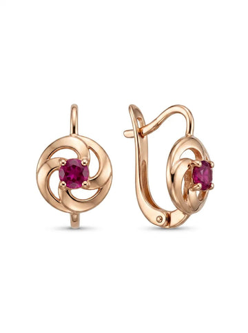 Auksiniai auskarai su raudonu cirkoniu 585 prabos