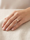 Two-tone wedding rings with graphic pattern, 5 mm