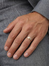 Two-tone wedding rings, rose gold with double white gold line, 5 mm