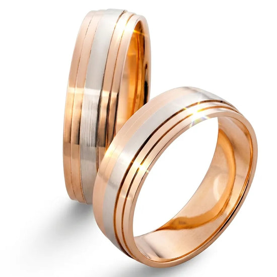 Išskirtiniai dvispalviai vestuviniai žiedai kasdieniam nešiojimui