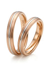 Two-tone wedding rings, rose and white gold, 4 mm