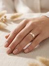 Wedding rings, rose + white gold, embossed band, 5.5 mm