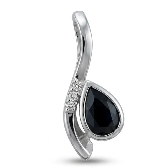 Balto aukso pakabukas su safyru ir briliantais