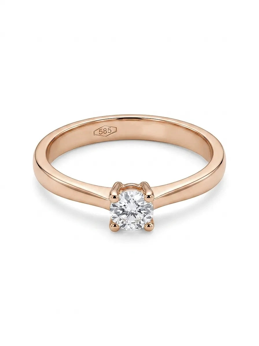 Klasikinis sužadėtuvių žiedas moteriai iš rausvo aukso
