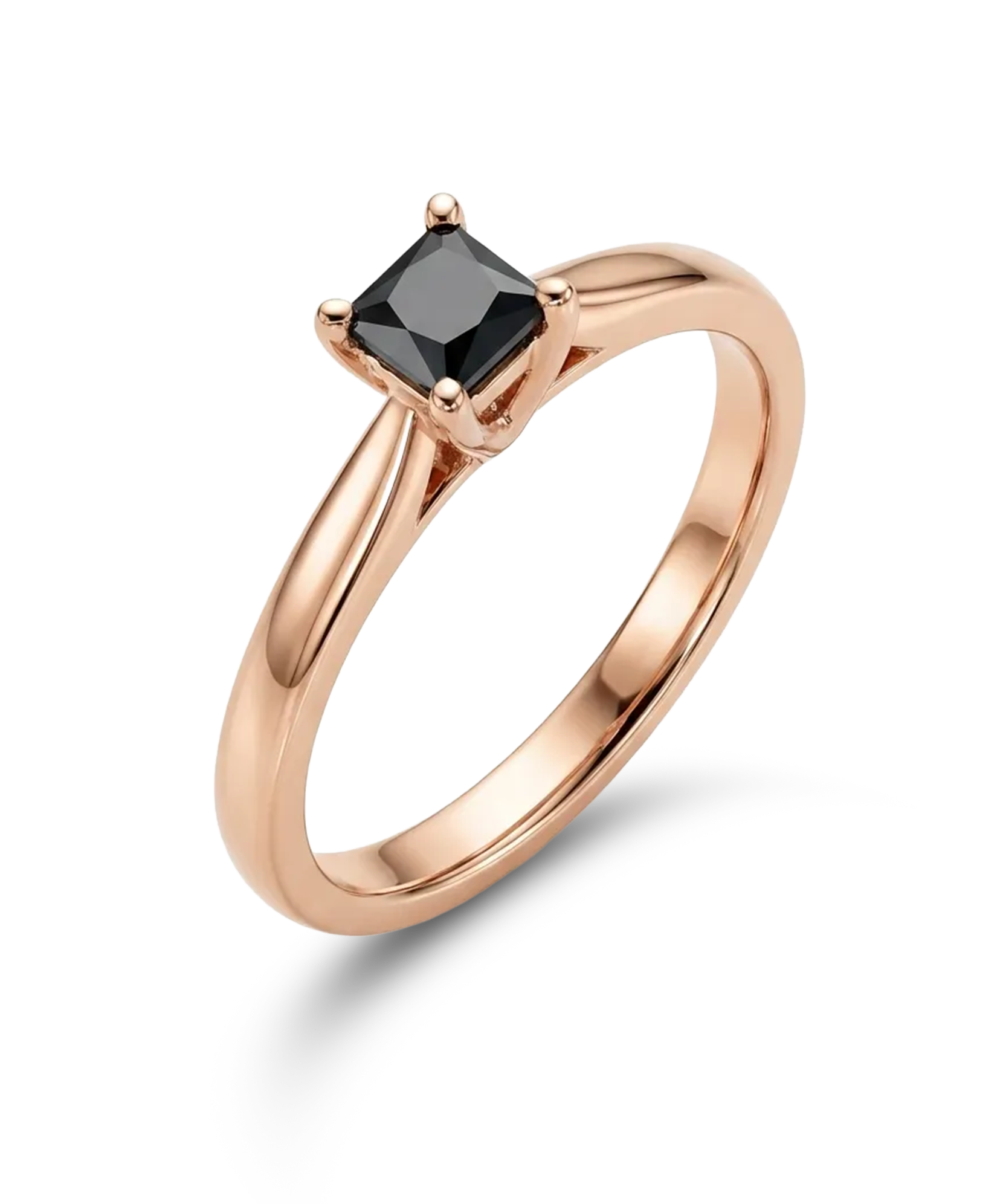 Rožinio aukso žiedas su 0.5 ct juodu briliantu