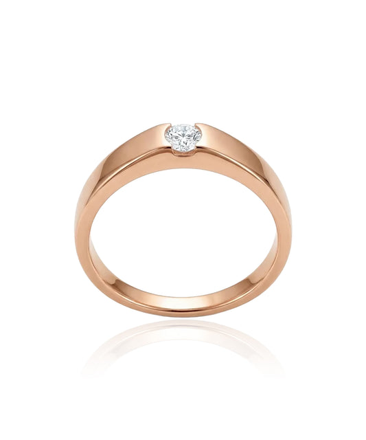 Rose gold ring with inlaid zircon