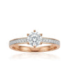 Rose gold ring with white central zircon and side holes