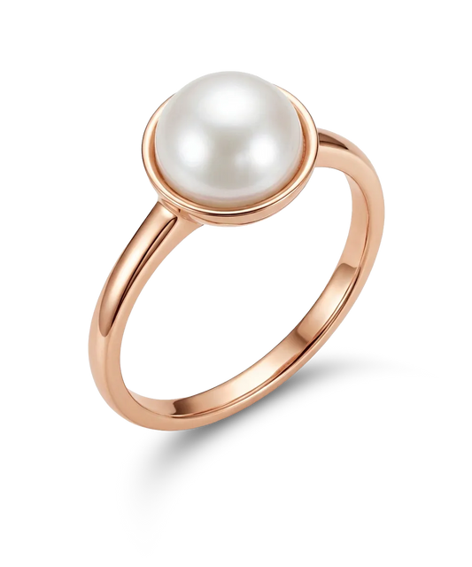 goat gold ring with a large pearl