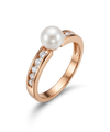 Rose gold ring with pearl and zircons