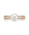 Rose gold ring with pearl and zircons