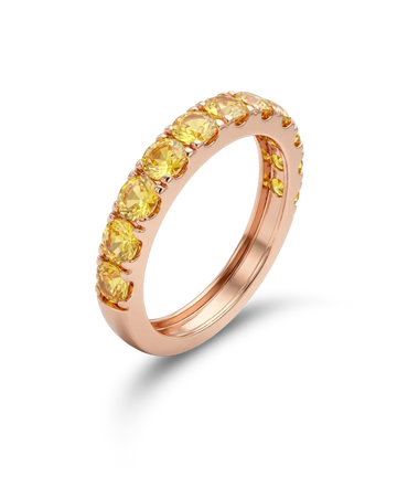 Red gold ring with yellow sapphires