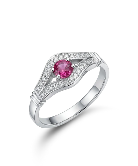 Кольцо с рубином и бриллиантами 0.156 ct