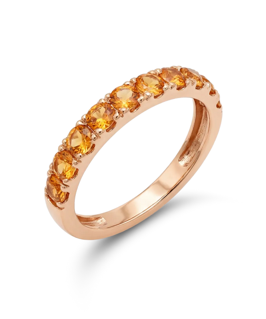 Red gold ring with orange sapphires