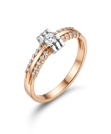 Red Gold Ring with 0.22 ct Diamond