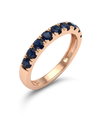 Red gold ring with blue sapphires